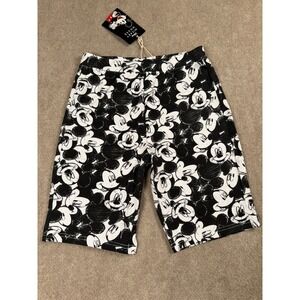 New Disney Mickey Mouse Bike Shorts Ladies Black/White size S‎